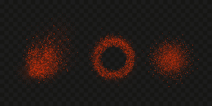 Grainy scatterings of  spicy burst . Splashes of  red pepper powder.Overlay effect chilli or paprika spice splatters. Vector realistic illustration of hot dried spice.