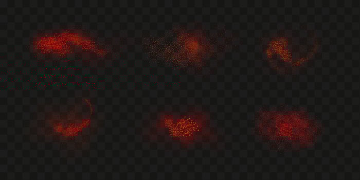 Grainy scatterings of  spicy burst . Splashes of  red pepper powder.Overlay effect chilli or paprika spice splatters. Vector realistic illustration of hot dried spice.