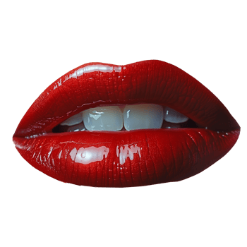 AI generated Sensual red lips with glossy lipstick on transparent background png