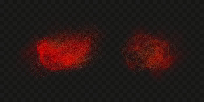 Grainy scatterings of  spicy burst . Splashes of  red pepper powder.Overlay effect chilli or paprika spice splatters. Vector realistic illustration of hot dried spice.