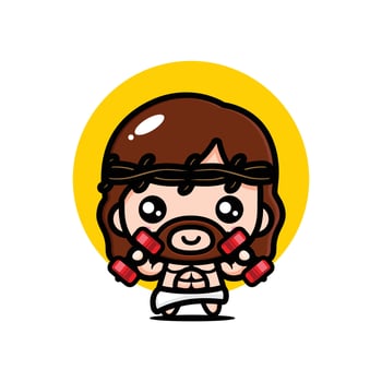 cute jesus christ is very strong vector