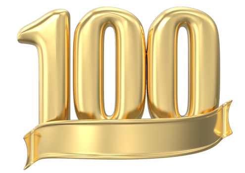 Anniversary 100 gold 3d numbers png