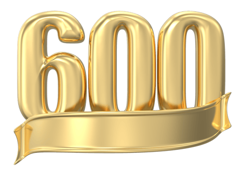 Anniversary 600 gold 3d numbers png
