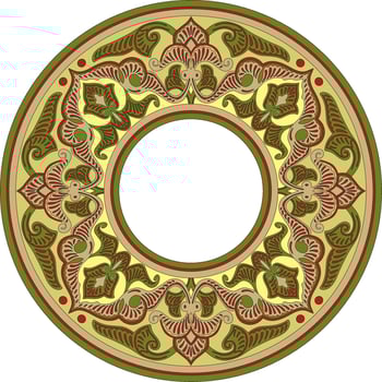 colored round oriental ornament. Arabic patterned circle of Iran, Iraq, Turkey, Syria. Persian frame, border vector