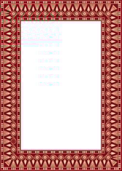 square red with gold Egyptian ornament. Endless border, ancient Egypt frame vector