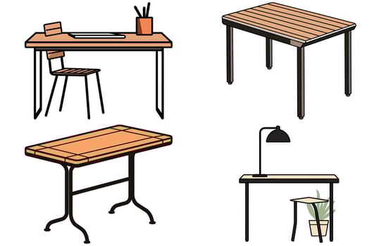 Patio area cafe and garden furniture table vector, Patio desk illustration vector