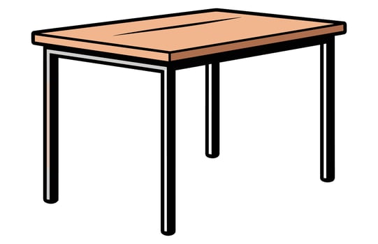Wooden table isolated illustration, table wooden home modern decoration furniture vector