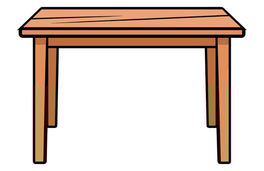 Wooden table isolated illustration, table wooden home modern decoration furniture vector