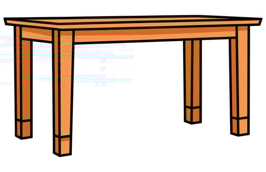Wooden table isolated illustration, table wooden home modern decoration furniture vector