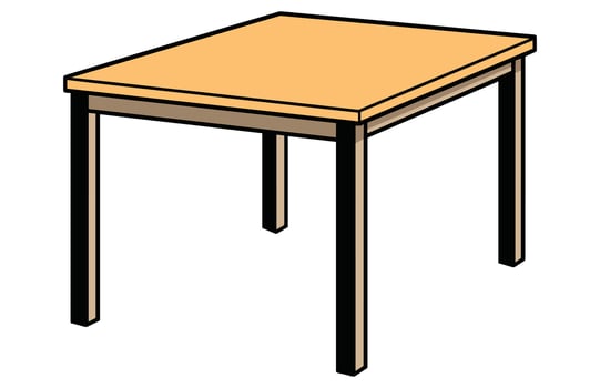 Wooden table isolated illustration, table wooden home modern decoration furniture vector