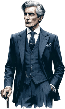 AI generated Noble Elderly Man with Cane in Formal Attire png