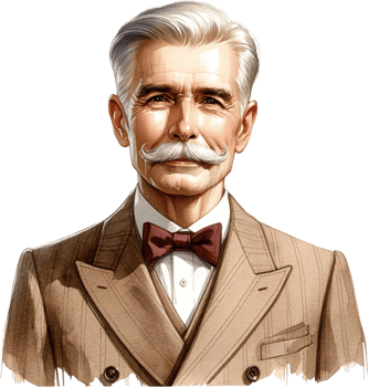 AI generated Vintage Styled Senior with Bowtie and Tweed Suit png