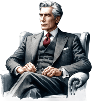 AI generated Serene Senior Man in Business Attire Reflecting png