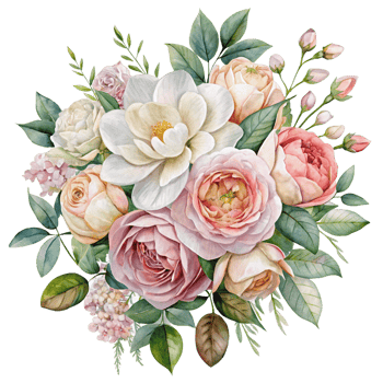 AI generated Aesthetic watercolor of flower bouquet clipart, isolated no background png