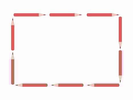 Frame in the form of pencils. Stationery, school. Border, place for text. Cartoon wooden pencils. Academic year, Knowledge Day. Vector banner.