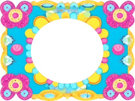 colorful frame with a flower and a butterfly png