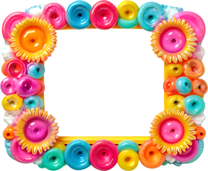 colorful frame with flowers and buttons png