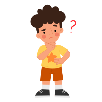Illustration of a little boy thinking with a question mark png
