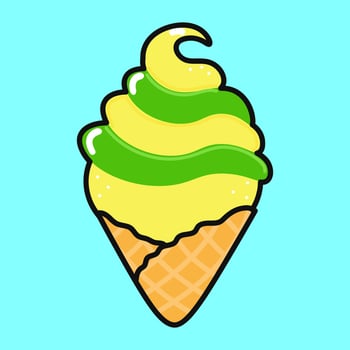 Cute funny Ice cream. Vector hand drawn cartoon kawaii character illustration icon. Isolated on blue background. Ice cream character concept