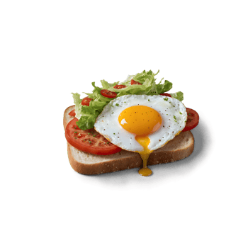 AI generated isometric food featuring a sunny-side-up egg on toast with salad on the bottom on transparent background png