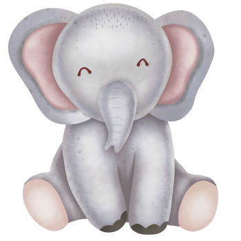 Watercolor elephant, cute cartoon animal in the zoo. png