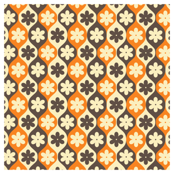 Seventies Style Retro Flowers Orange Brown And Cream Pattern png