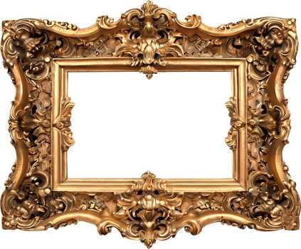 gold frame with ornate design on transparent background png