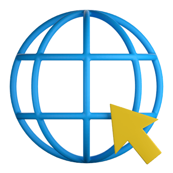 3d illustration of globe internet icon with an arrow pointer png
