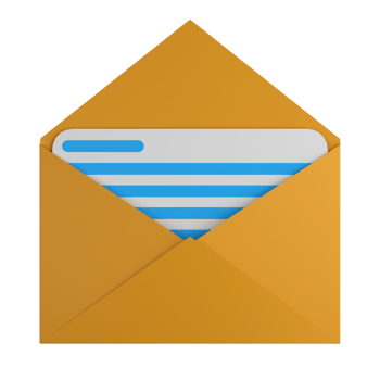 open envelope with paper 3d illustration png