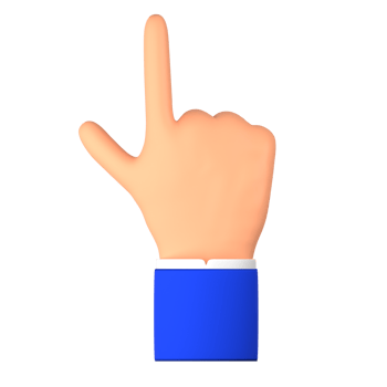 hand pointing finger up or raising his hand up 3d illustration png