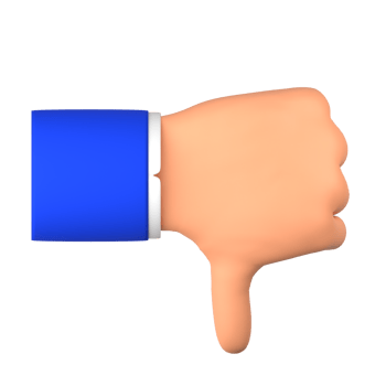 hand gives thumbs down or dislike 3d illustration png