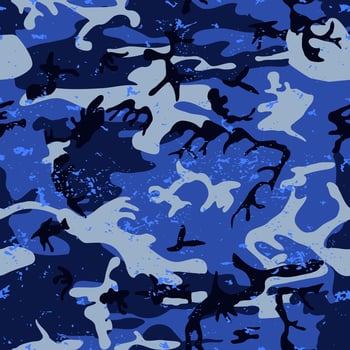 Blue grunge camouflage seamless pattern vector