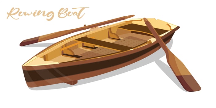 illustration of wooden rowing boat isolated on white. vector boat model