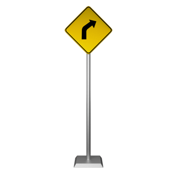 3D illustration of right turn road sign png