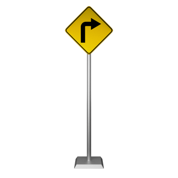 3D illustration of road sign turning right png