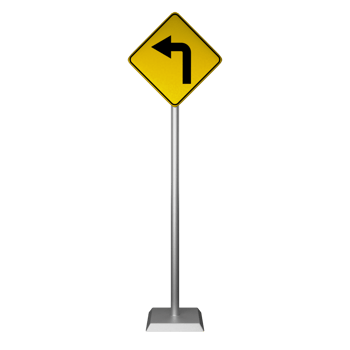 3D illustration of left turn road sign png