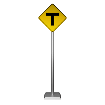 3D illustration of three type T intersection road sign png