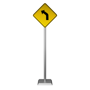 3D illustration of left turn road sign png