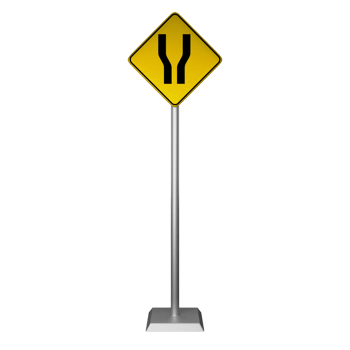 3D illustration of a narrowing road sign png