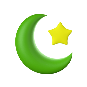 3d illustration of a crescent moon with star. suitable for Ramadan png