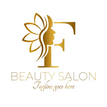 Gold F Letter Initial Beauty Brand Logo Design vector