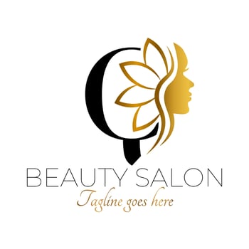 Q Letter Initial Beauty Brand Logo Design in Black and Gold vector