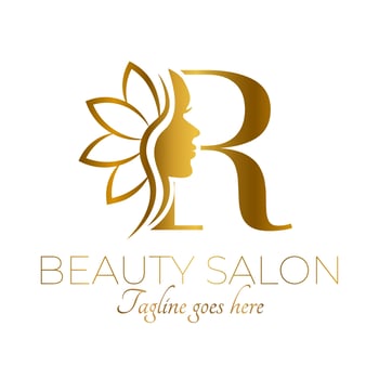Gold R Letter Initial Beauty Brand Logo Design vector