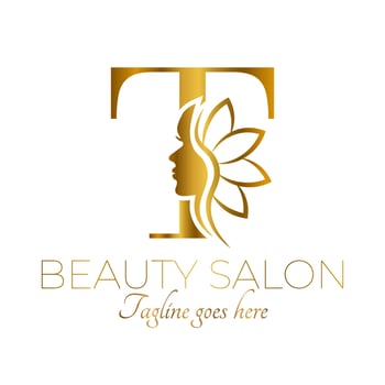 Gold T Letter Initial Beauty Brand Logo Design vector