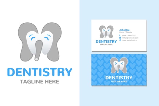 Pediatric Dentist Elephant Logo and Business Card vector