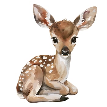 Cute little deer in watercolor style. Hand drawn woodland deer. Watercolor deer. vector