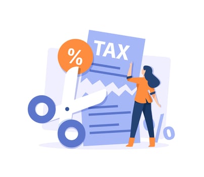 Tax deduction. Concept of tax return,optimization, duty, financial accounting,flat design icon illustration vector