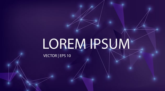 Abstract digital triangle on purple background gradient. Futuristic technology, communication, big data, trading banner, investing, business concepts. illustration vector