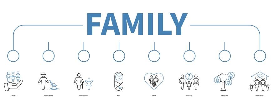 Family banner web icon vector illustration concept