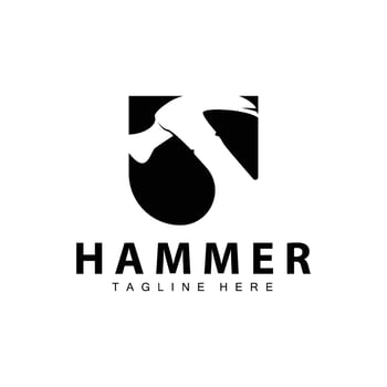 hammer logo design repair service template vintage symbol illustration silhouette repair tool vector
